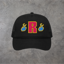 Load image into Gallery viewer, Blue Flames Trucker Hat