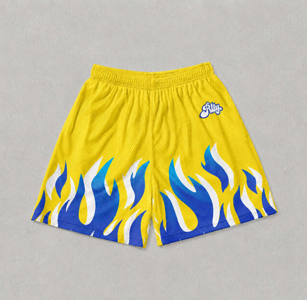 Blue Flames Mesh Shorts