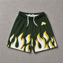 Load image into Gallery viewer, Green Flames Mesh Shorts