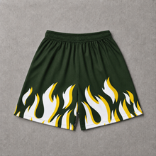 Load image into Gallery viewer, Green Flames Mesh Shorts