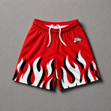 Load image into Gallery viewer, Red Flames Mesh Shorts