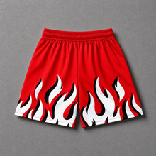 Load image into Gallery viewer, Red Flames Mesh Shorts