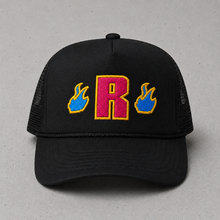 Load image into Gallery viewer, Blue Flames Trucker Hat