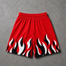 Load image into Gallery viewer, Red Flames Mesh Shorts