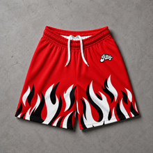 Load image into Gallery viewer, Red Flames Mesh Shorts
