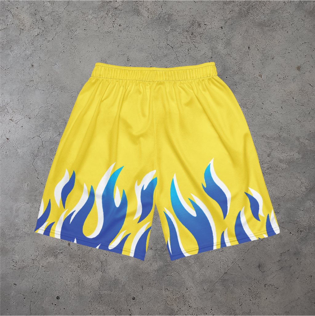 Blue Flames Mesh Shorts