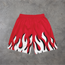 Load image into Gallery viewer, Red Flames Mesh Shorts