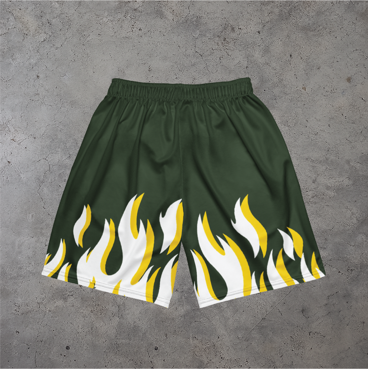 Green Flames Mesh Shorts