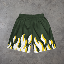 Load image into Gallery viewer, Green Flames Mesh Shorts