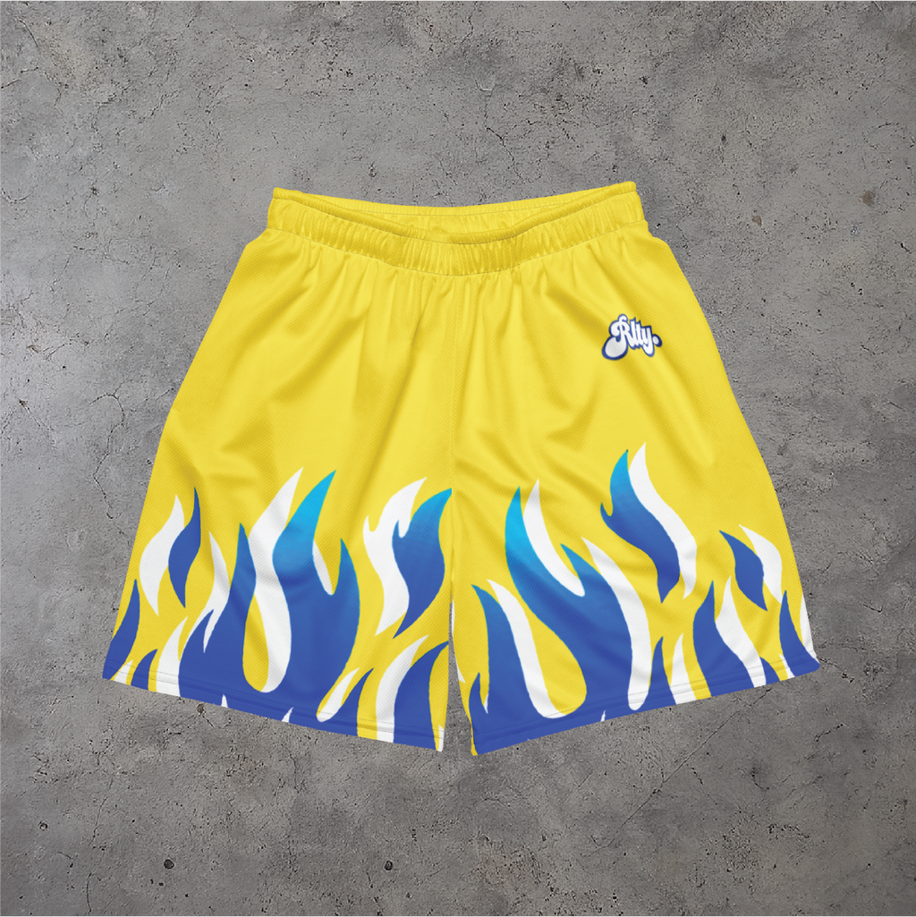 Blue Flames Mesh Shorts
