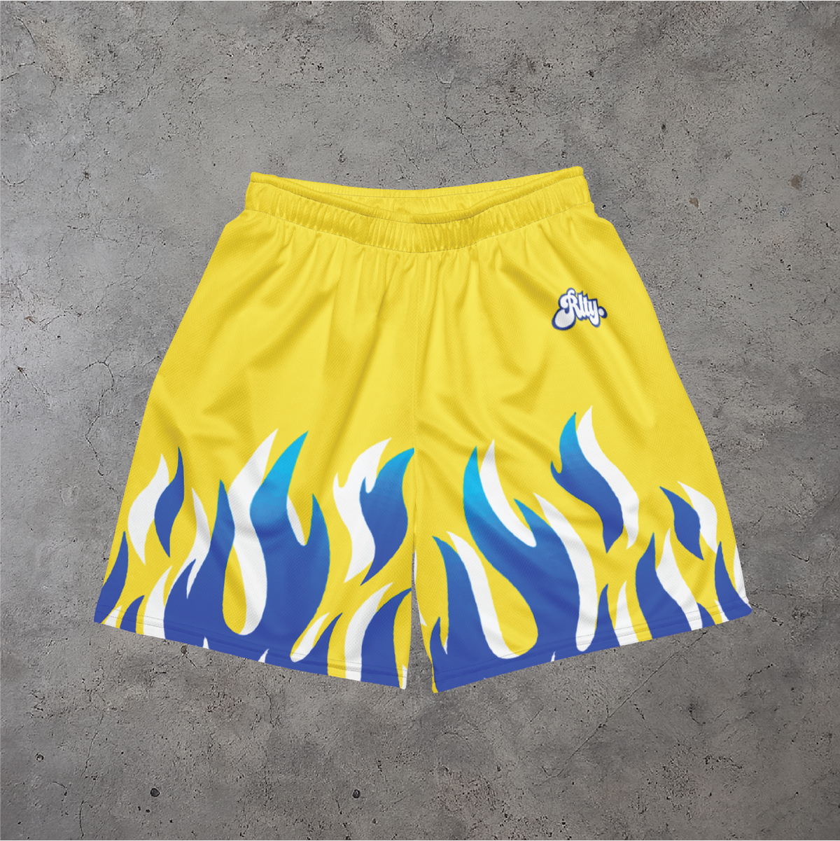 Blue Flames Mesh Shorts