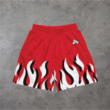 Load image into Gallery viewer, Red Flames Mesh Shorts