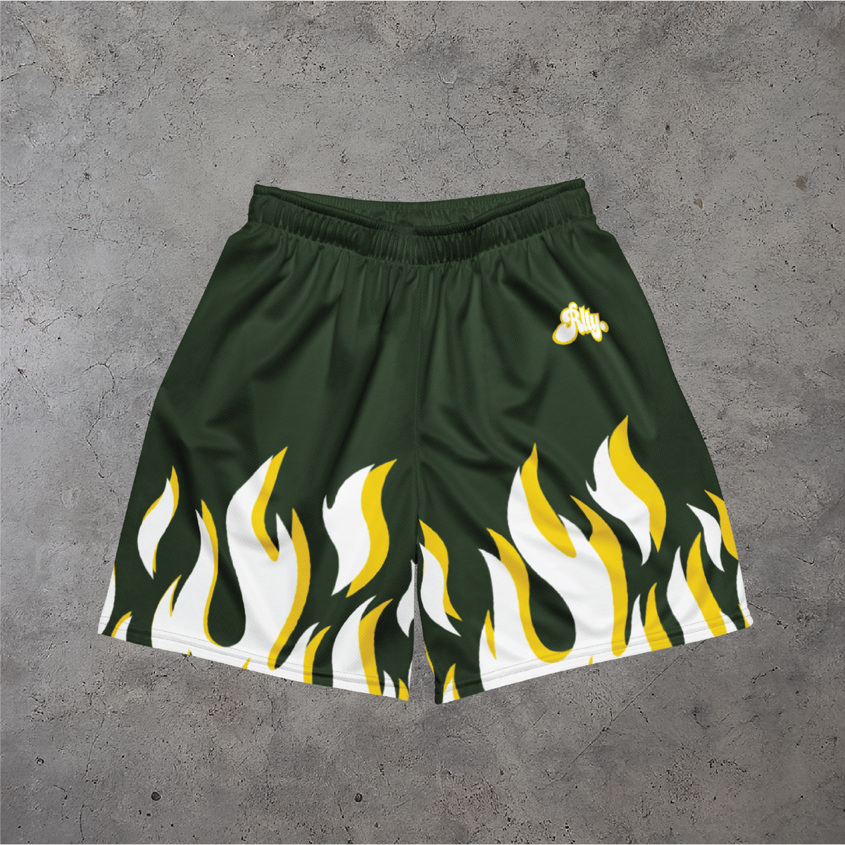 Green Flames Mesh Shorts
