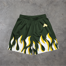Load image into Gallery viewer, Green Flames Mesh Shorts